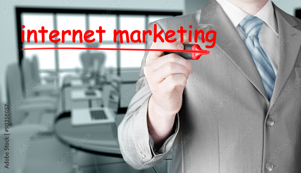 business man writing internet marketing business man writing internet marketing