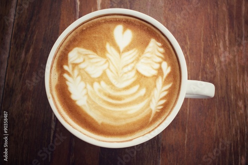 Vintage latte art coffee