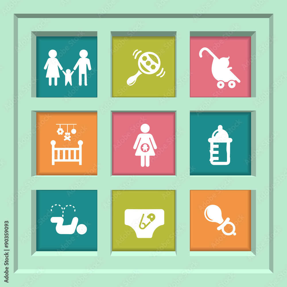 Abstract creative concept vector set of family icons for web and Abstract creative concept vector set of family icons for web and