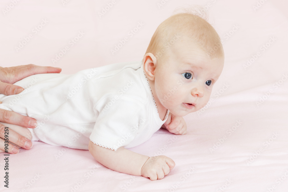 portrait of three months old baby girl