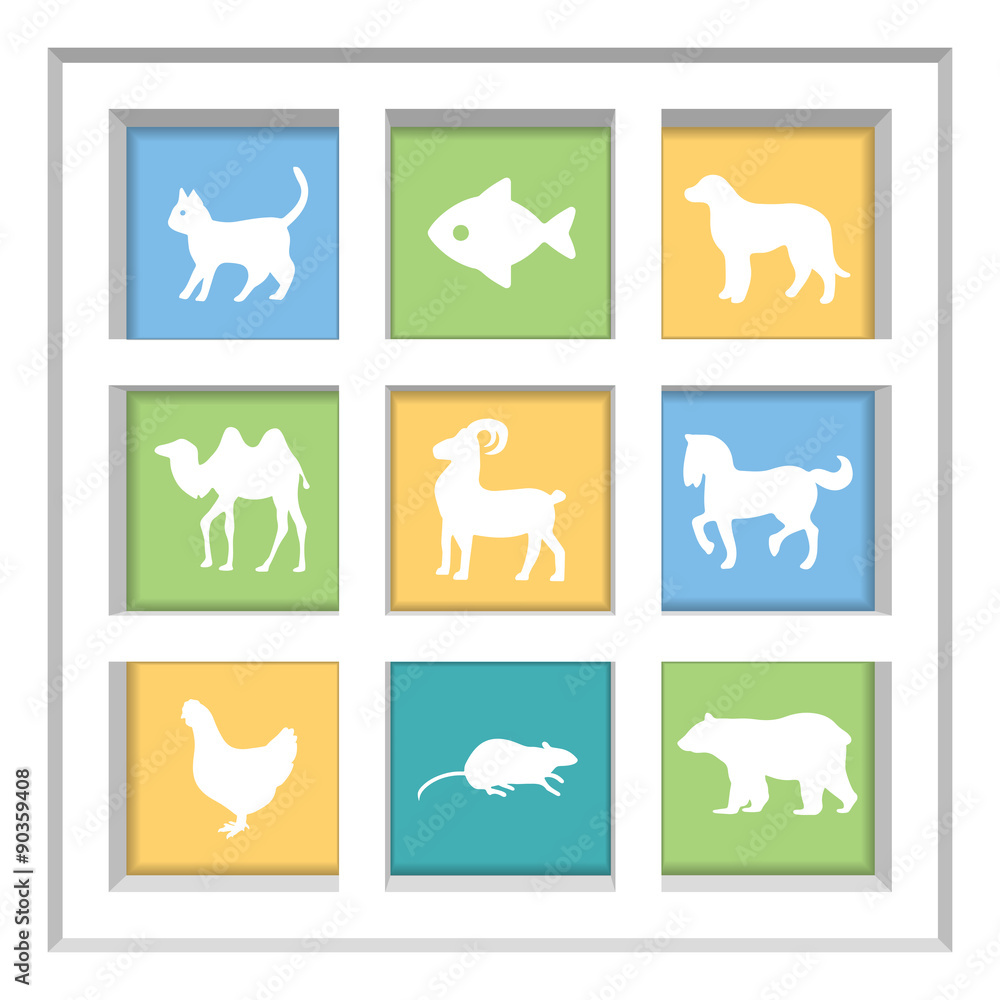 Abstract creative concept vector set of animals icons for web