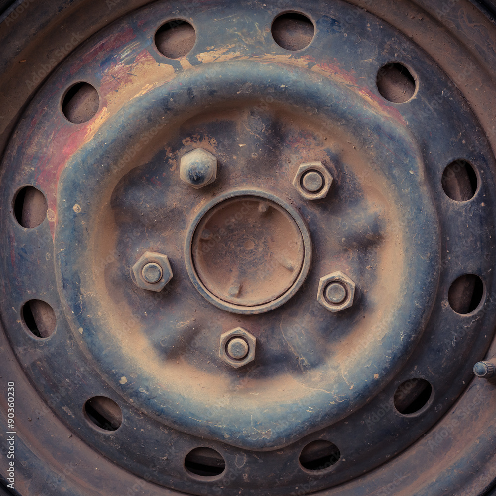 scrap wheel of car abandoned, close up image scrap wheel of car abandoned, close up image