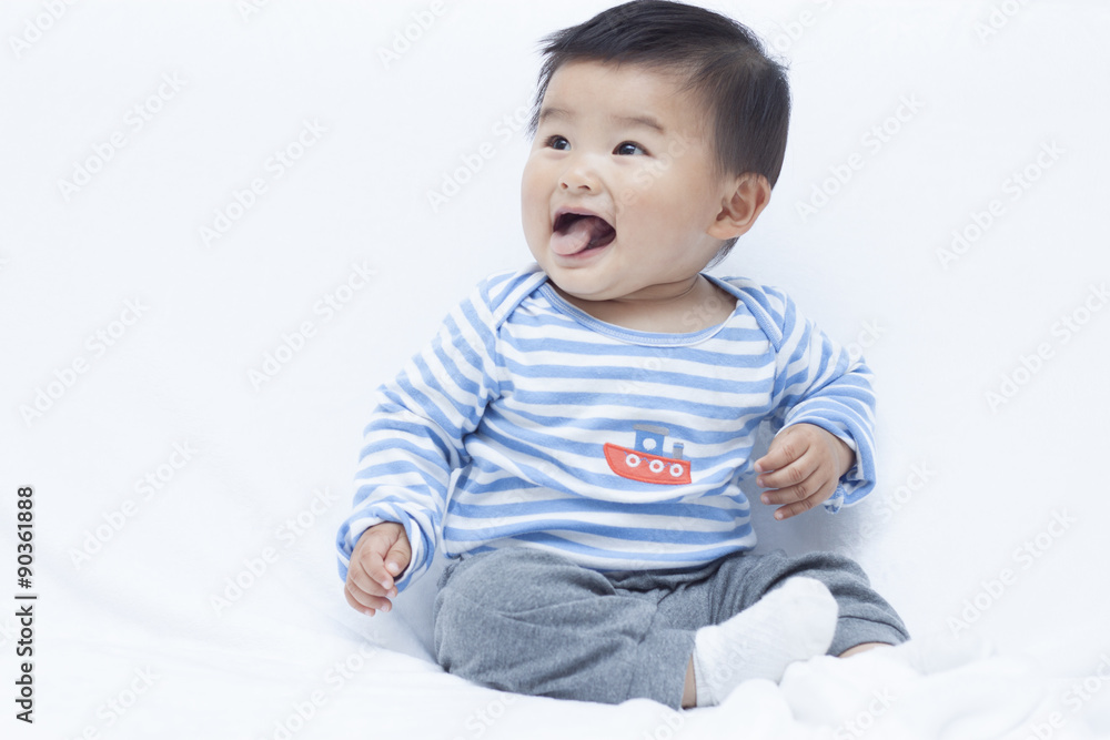 Cute Chinese baby boy in sailor suit Cute Chinese baby boy in sailor suit