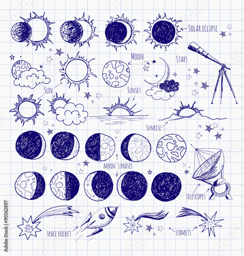  Set of astronomy sketches.