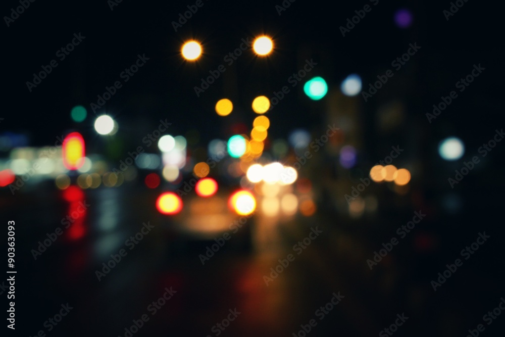 Fototapeta premium Blurred of car in city at night