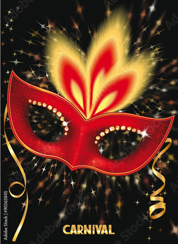 Carnival mask on the firework background