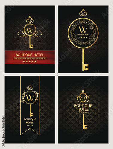 Set of gold boutique hotel cards