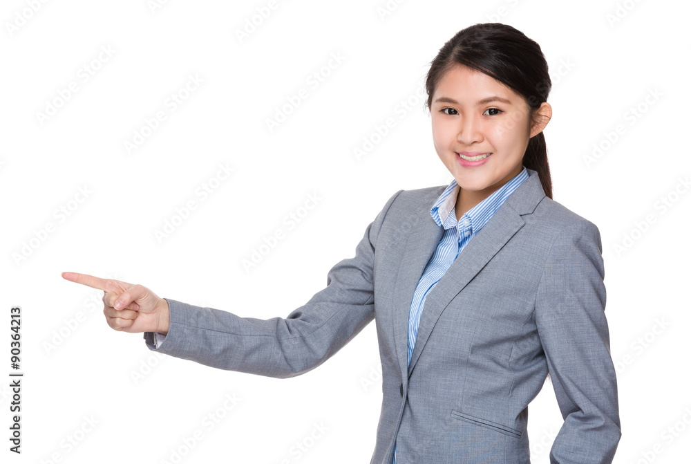 Asian businesswoman with finger point up Asian businesswoman with finger point up