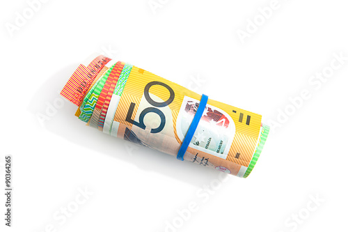 Australian currency, coins, bank notes background