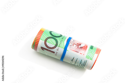 Australian currency, coins, bank notes background