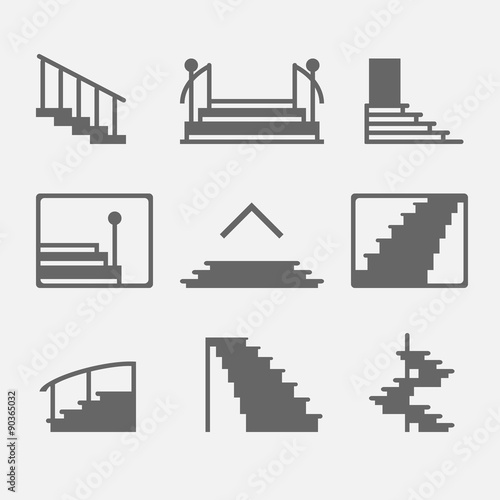 Stairs or stairway icons