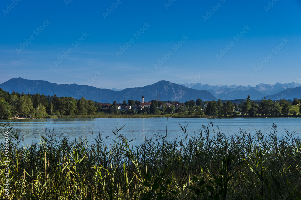 Fohnsee bei Iffeldorf im bayerischen Alpenvorland Stock-Foto | Adobe Stock