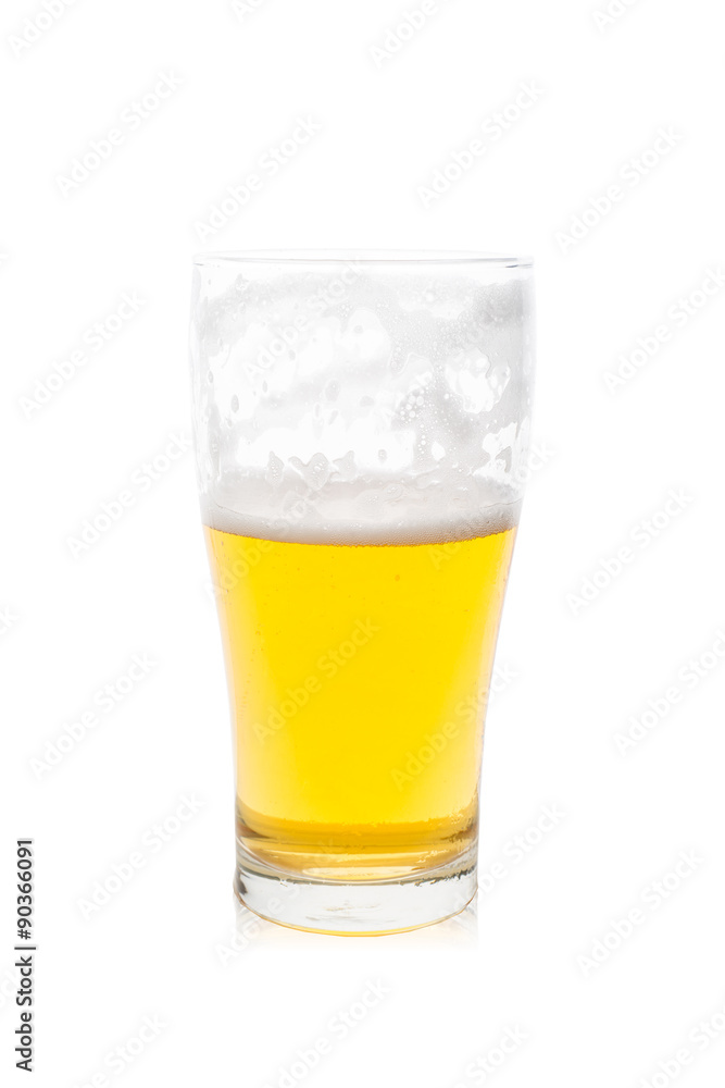 Isolated single glass of beer with bubbles Isolated single glass of beer with bubbles