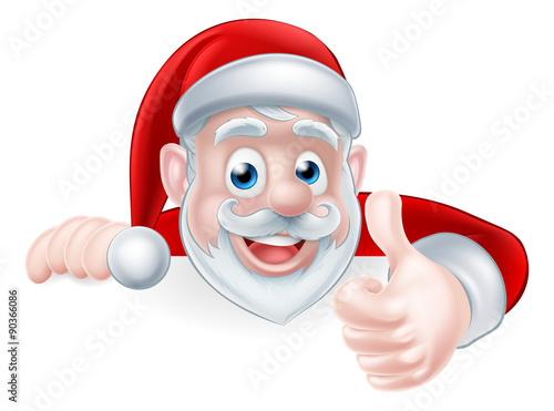 Santa Above Sign Thumbs Up
