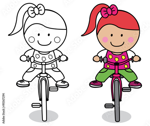 Girl playing bicycle