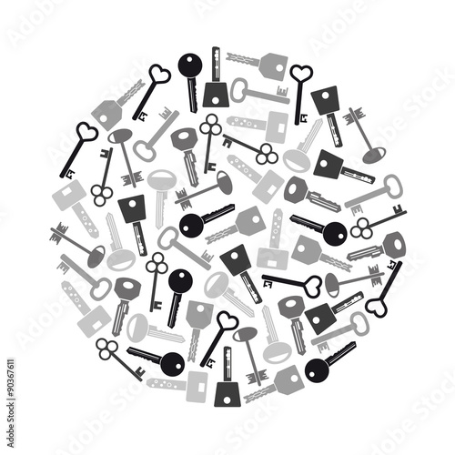 various grayscale keys symbols for open a lock eps10