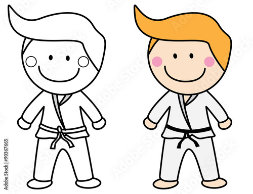 Karate boy coloring page