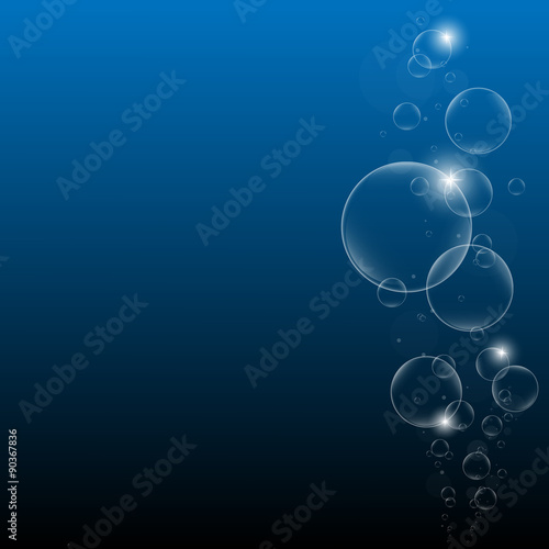 Water bubbles on Drak Blue background