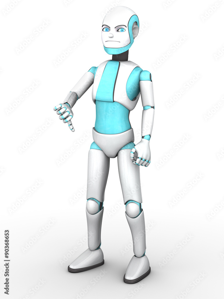 Toon robot boy doing a thumbs down. Toon robot boy doing a thumbs down.