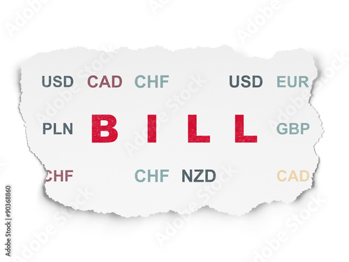 Currency concept: Bill on Torn Paper background