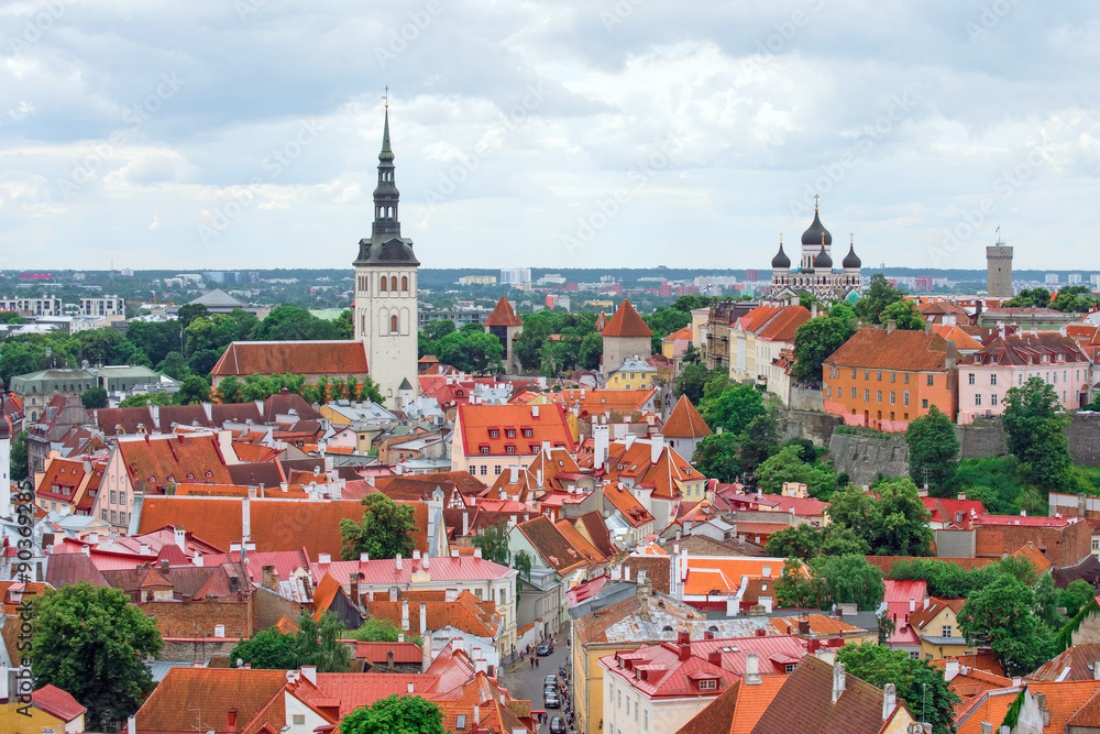 Panoramic view of old Tallinn, Estonia.