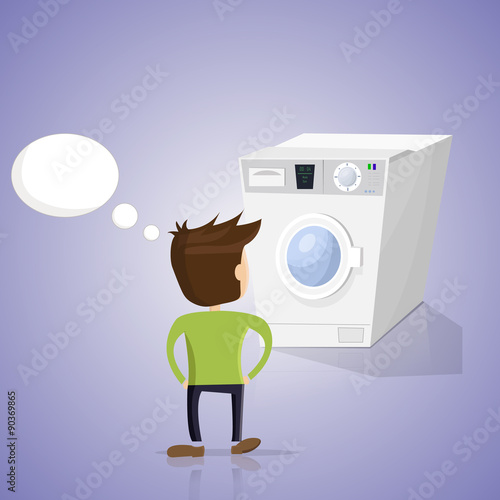 Man does not know how to use the washing machine