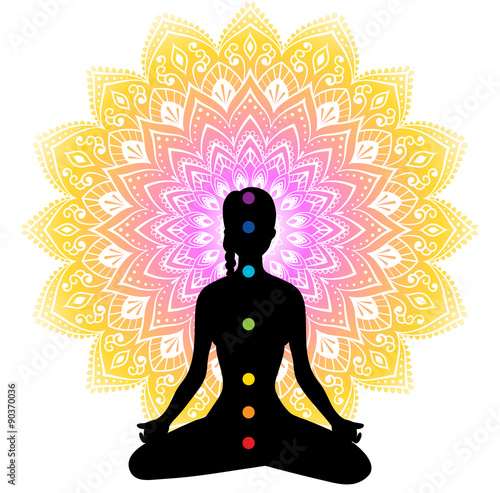Color chakras with woman