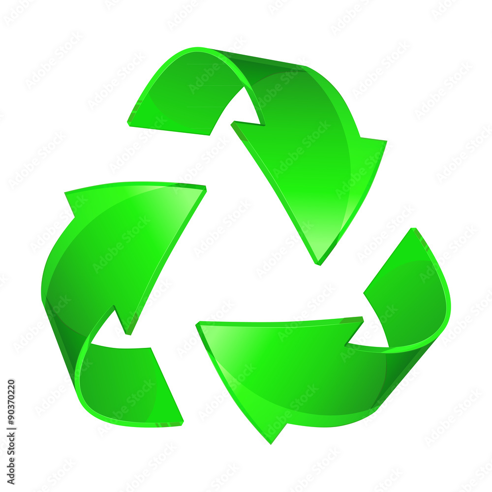 Vector. 3d recycling glass symbol isolated on white Vector. 3d recycling glass symbol isolated on white