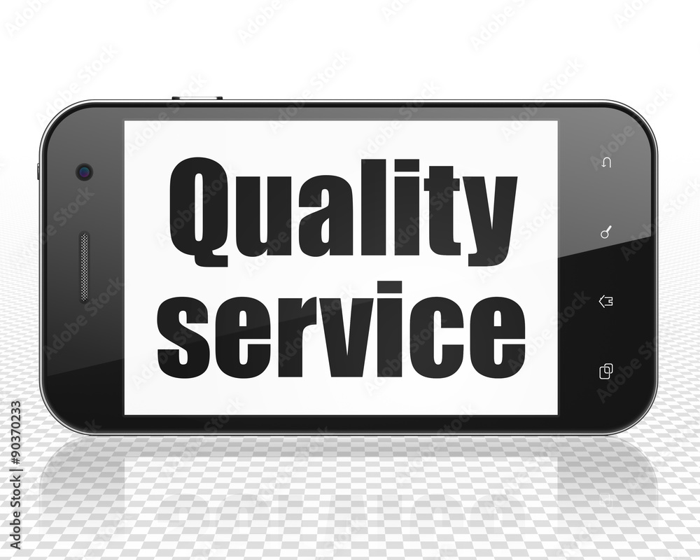 Business concept: Smartphone with Quality Service on display Business concept: Smartphone with Quality Service on display