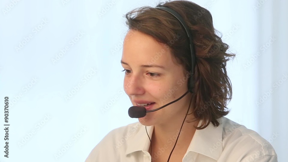 Customer service girl with headset Customer service girl with headset