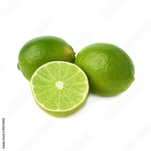 Served lime fruit composition isolated over the white background