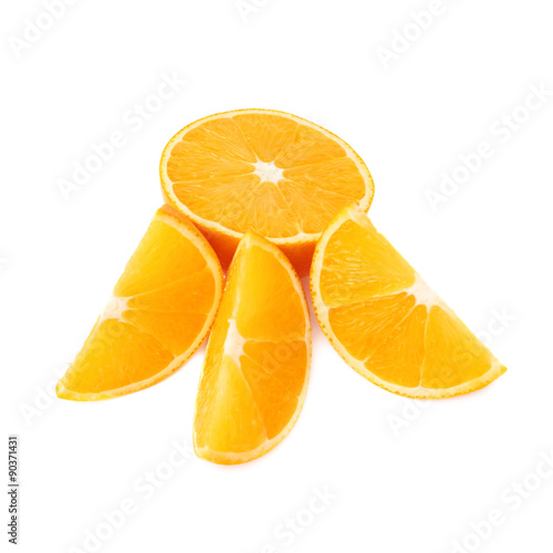Served orange fruit composition isolated over the white