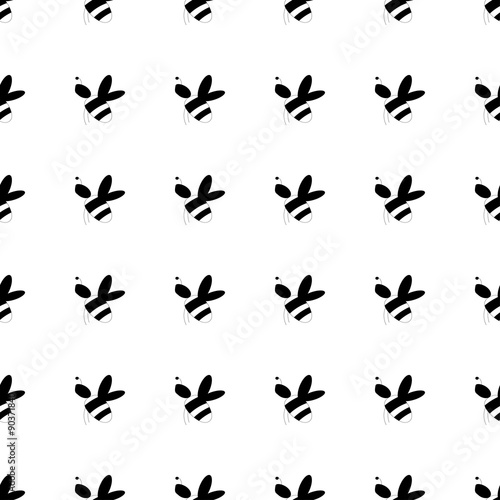Honeybee monochrome seamless pattern