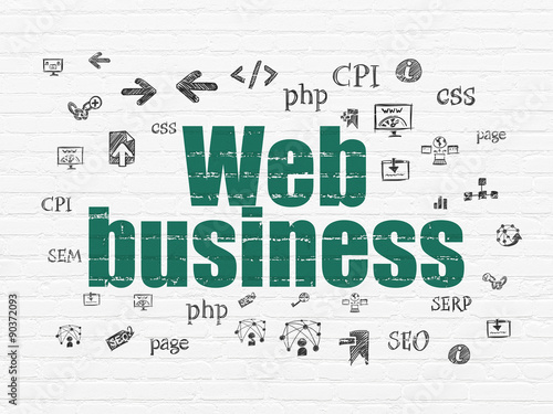 Web development concept  Web Business on wall background