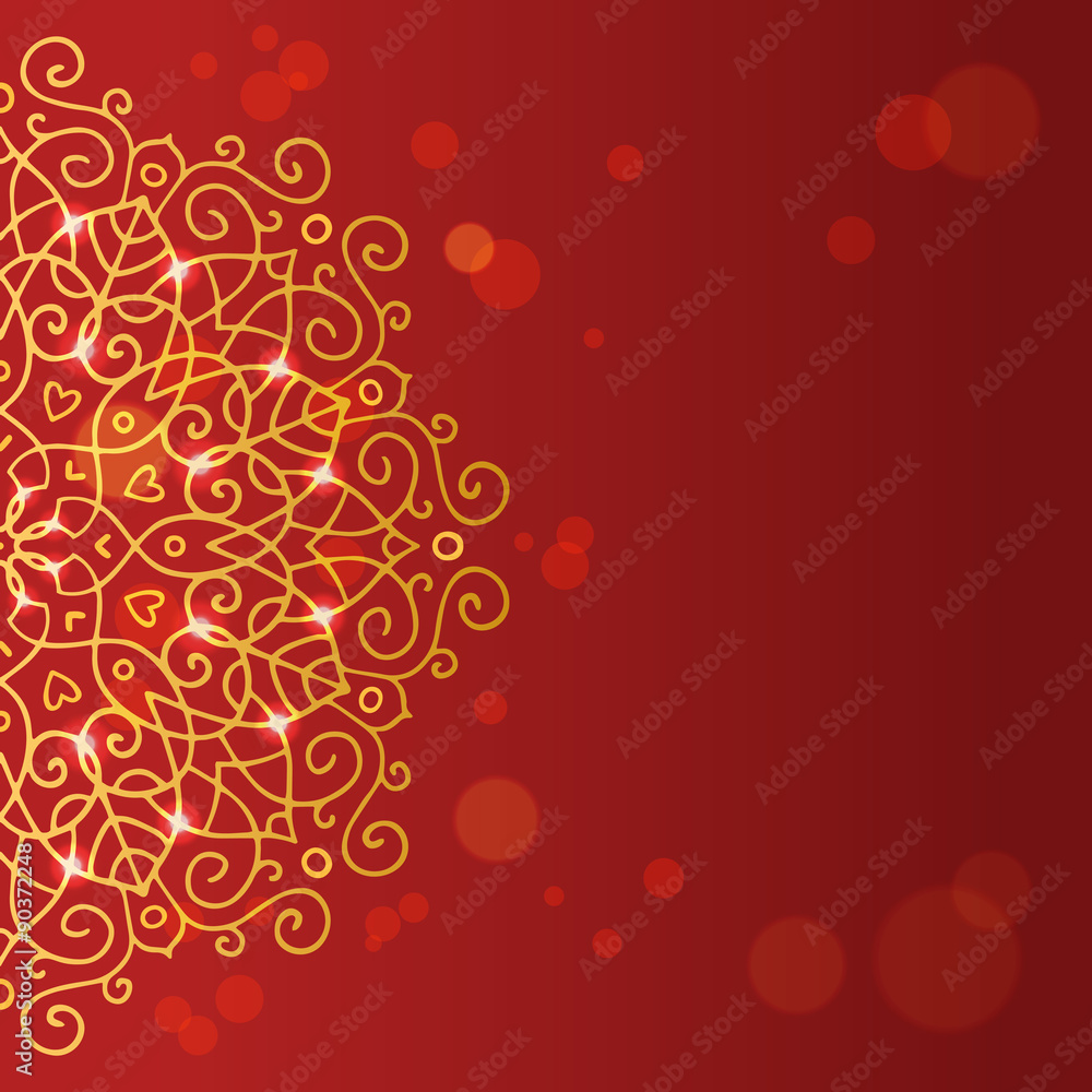 Abstract red background with mandala ornament Abstract red background with mandala ornament