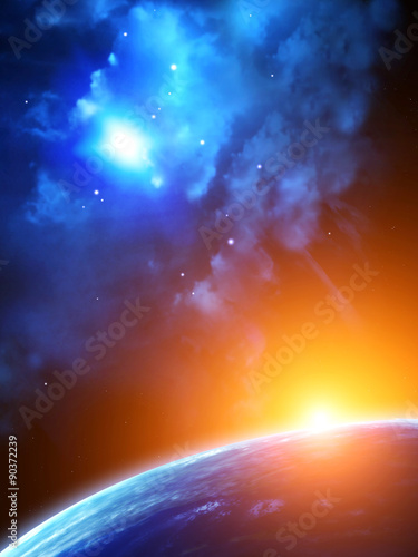 Fototapeta Naklejka Na Ścianę i Meble -  Space scene with planets and nebula