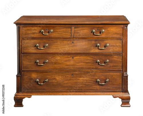 Old original vintage wooden chest of drawers photo