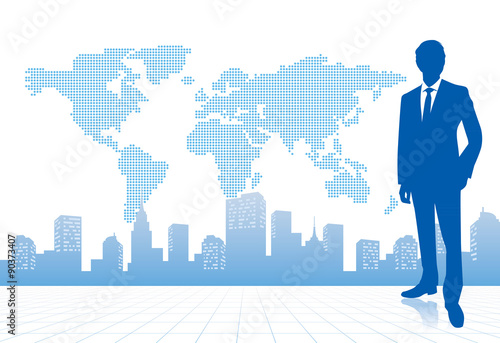 businessman with world map Vector