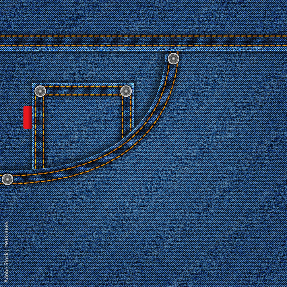 jeans blue texture with pocket denim background. stock vector ...