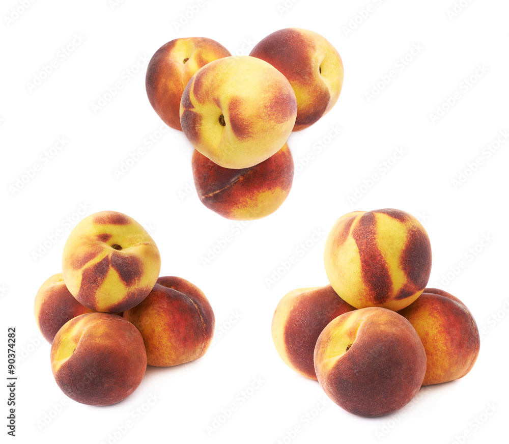 Pile of peach fruits isolated