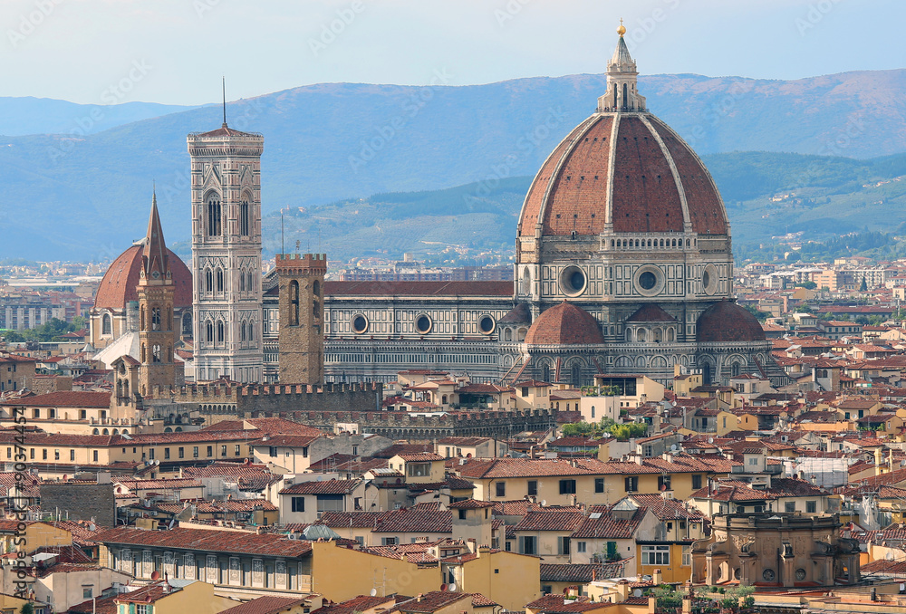 Panorama of the city of FLORENCE in Italy with the great dome