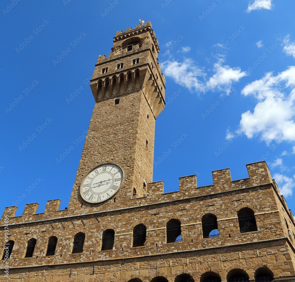 Florence Italy Historic clock tower building