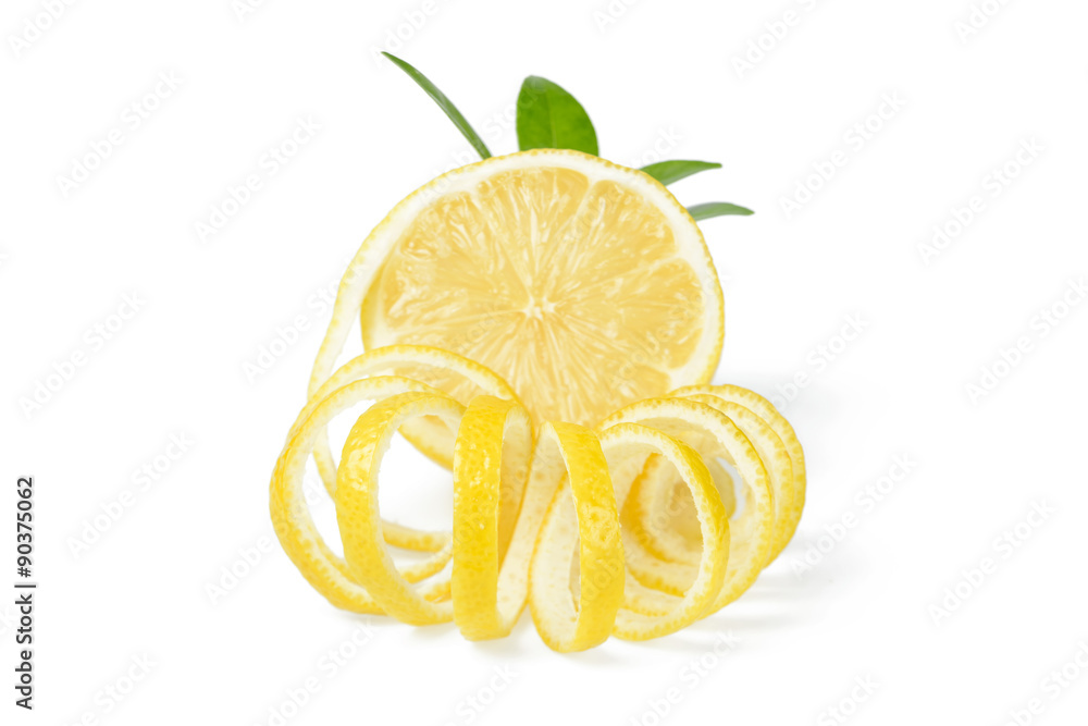 fresh lemon and lemon peel on white fresh lemon and lemon peel on white