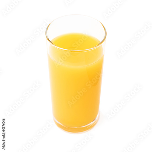 Tall glass with the orange juice isolated over the white