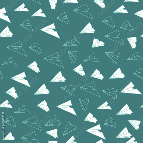 seamless vector pattern with airplane paper