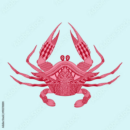 Zentangle stylized red King Krab. Hand Drawn vintage engraved ve