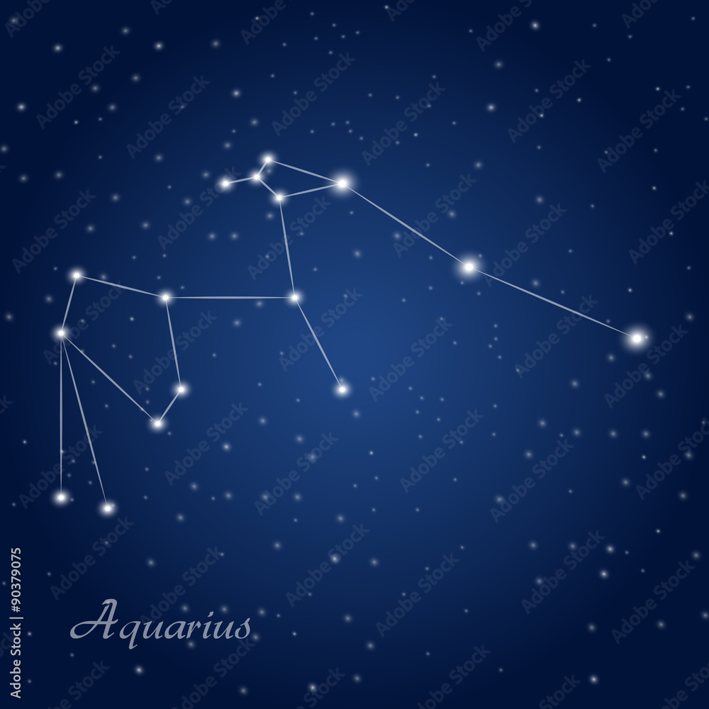 Aquarius constellation zodiac sign at starry night sky Aquarius constellation zodiac sign at starry night sky