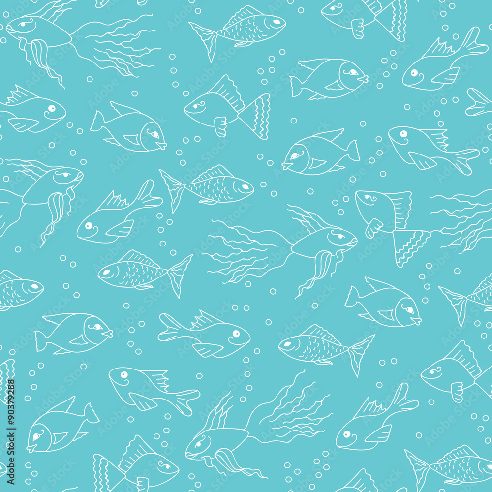 Obraz premium Fish seamless pattern. Vector illustration.