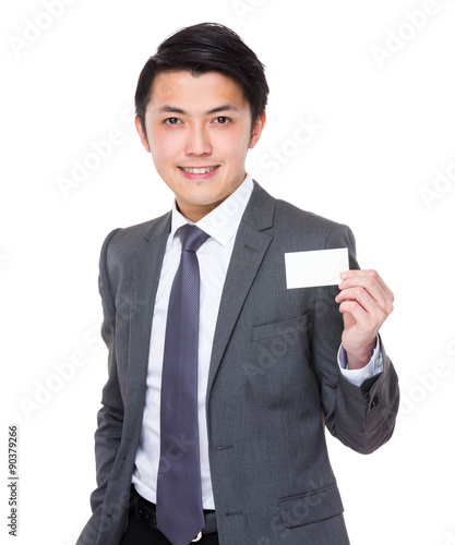 Young businessman show with the name card