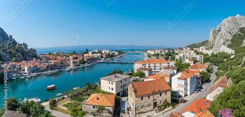 Morning panorama of Omis. Sunny day.